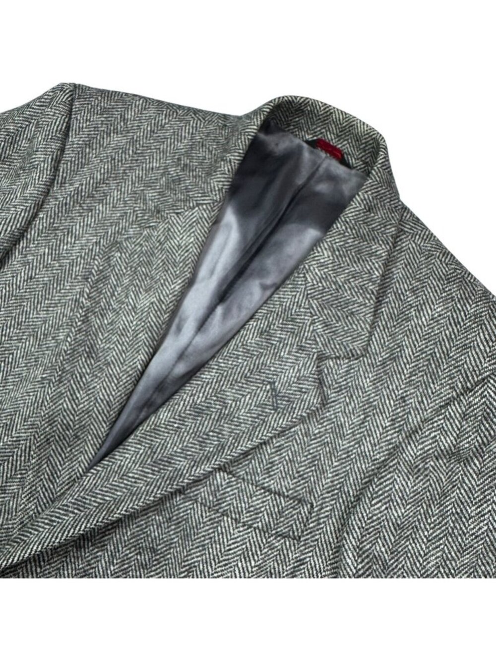 VTG Saville Row Men's Wool Tweed Leather Button Blazer Gray • 40L